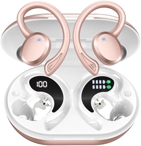 Rulefiss Wireless Earbuds Bluetooth Headphones, Bluetooth 5.3 Earbuds with Immersive HiFi Stereo, 48Hrs Wireless Ear Buds Over Ear, HD Mic, Comfortable Sport Earhooks, IP7 Waterproof in Ear Earphones