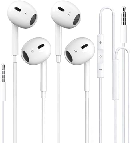 2 Pack-Headphones Wired/iPhone Earbuds with 3.5mm Earphones Wired[MFi Certified] (Built-in Microphone & Volume Control) Compatible for iPhone/iPad/iPod/PC, MP3/4, Android Most 3.5mm Audio Devices