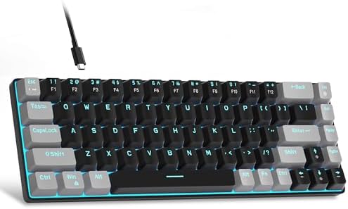 MageGee Portable 60% Mechanical Gaming Keyboard, MK-Box LED Backlit Compact 68 Keys Mini Wired Office Keyboard with Red Switch for Windows Laptop PC Mac - Black/Grey