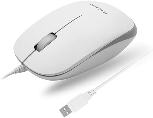 Macally USB Wired Mouse for Mac and Windows - Plug and Play 3 Button Corded Computer Mouse Wired for MacBook Pro/Air, Apple iMac, Laptop, PC Desktop, Notebook, Scroll Wheel Layout with Long Wire Cord