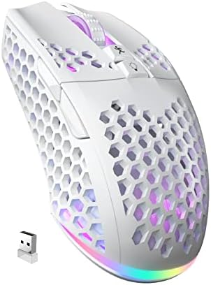 SM600 White Wireless Gaming Mouse,Tri-Modes BT5.1/Type-C Wired/2.4G Wireless Mouse with 2 Side Buttons, Programmable Macro Gamer Mouse with RGB Light for Laptop/PC/Mac